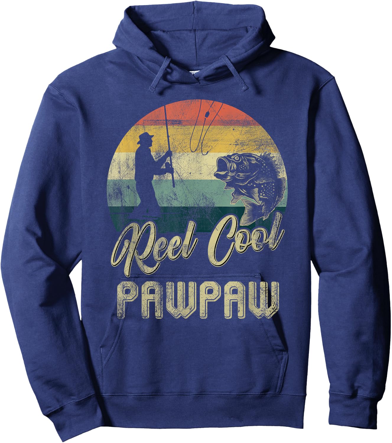 Funny Vintage Reel Cool Pawpaw Fish Fishing Father's Day Hoodie - Hoodie | Navy
