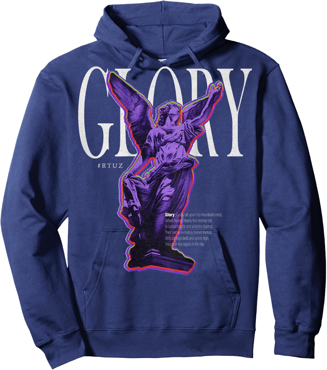 Modern hip hop vintage Angel urban back print streetwear , Small Hoodie - Hoodie | Navy