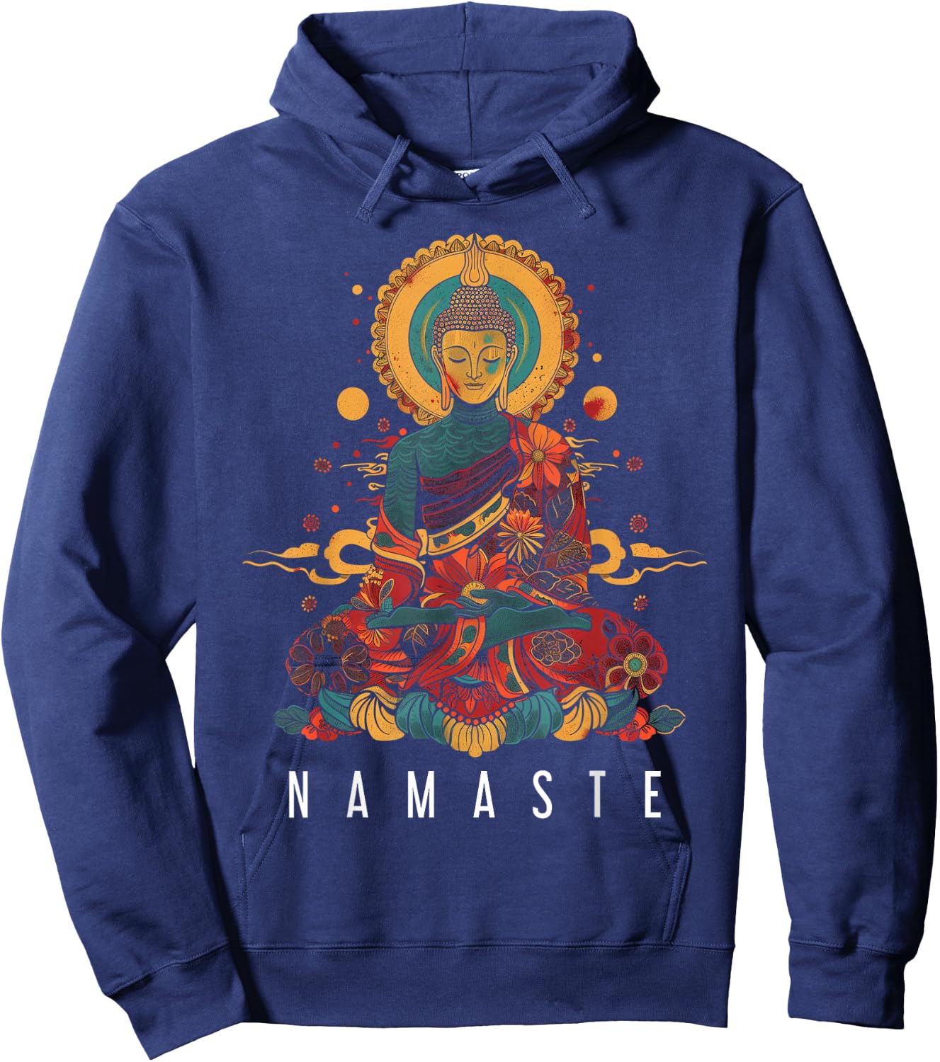 Buddha Namaste Buddhism Vintage Zen Buddhist Yoga Hoodie - Hoodie | Navy