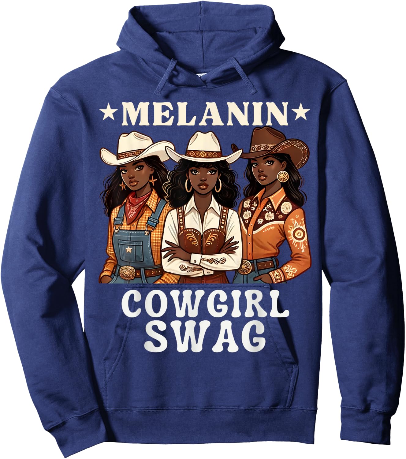 Melanin Cowgirl Swag Christian Black Cowgirl Western Texas Hoodie - Hoodie | Navy