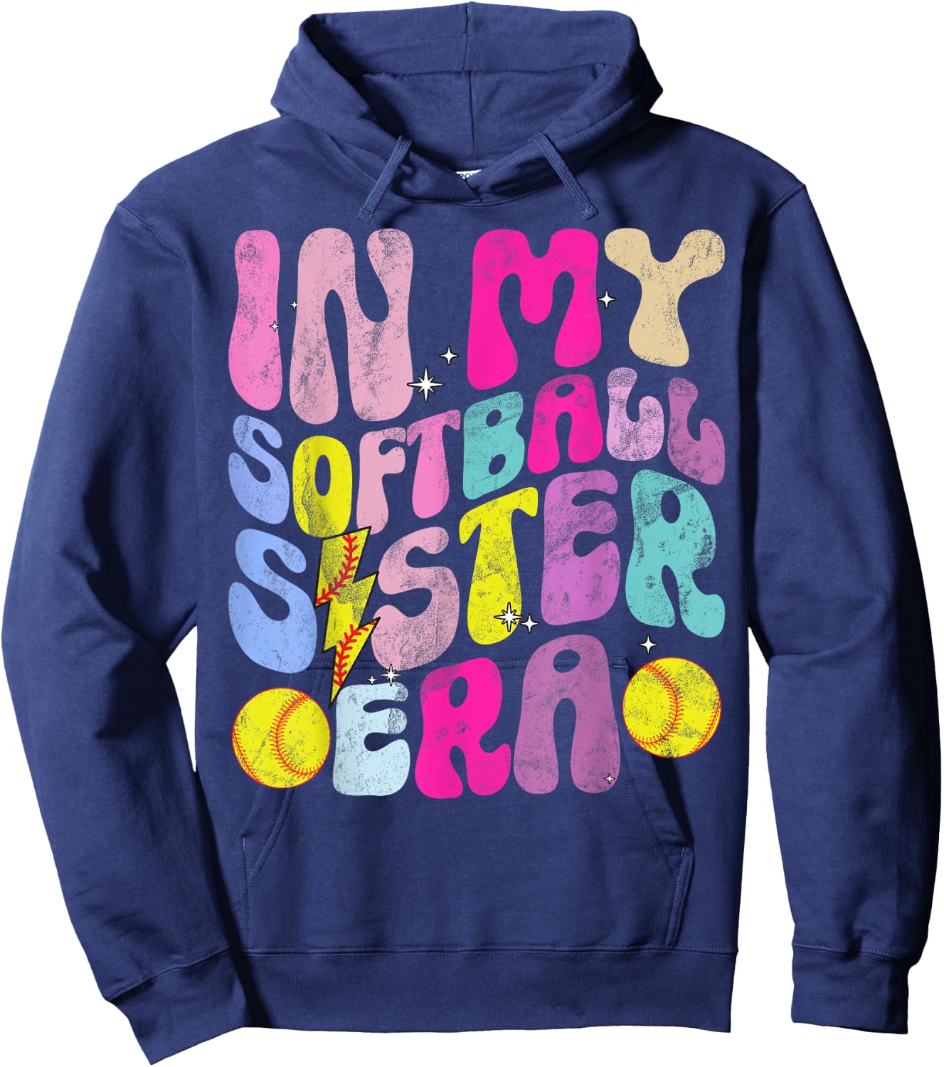 In My Softball Sister Era Softball Lover Fan Support Sibling Hoodie - Hoodie | Navy