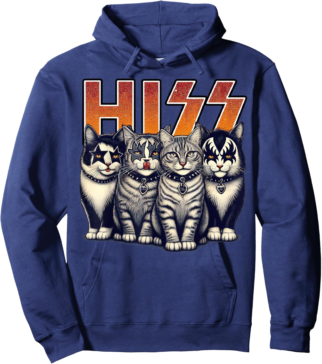 Hiss Funny Cats Kittens Rock Rockin Birthday Gifts Idea Hoodie - Hoodie | Navy
