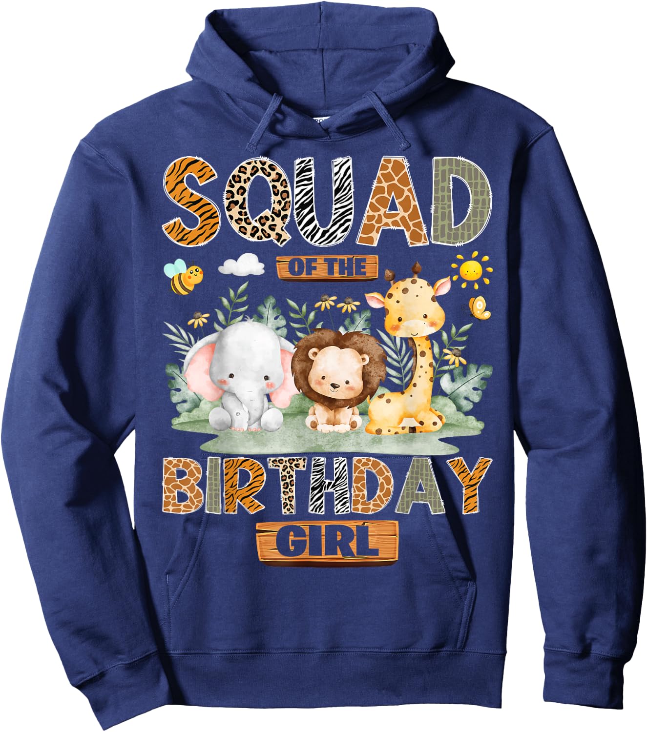Squad of The Birthday Girl Safari Jungle Wild Animals Hoodie - Hoodie | Navy
