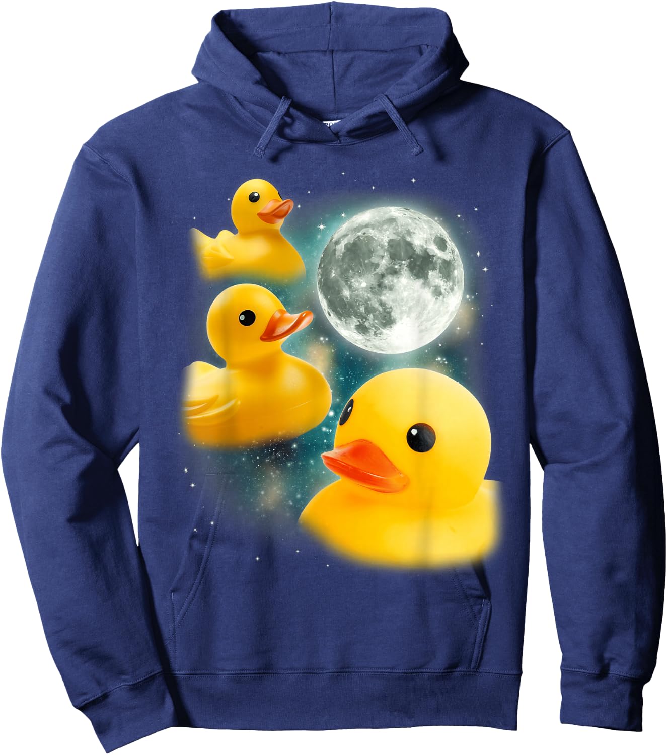 Three Rubber Duck Moon | Cursed Bath Toy Funny Rubber Duck Hoodie - Hoodie | Navy