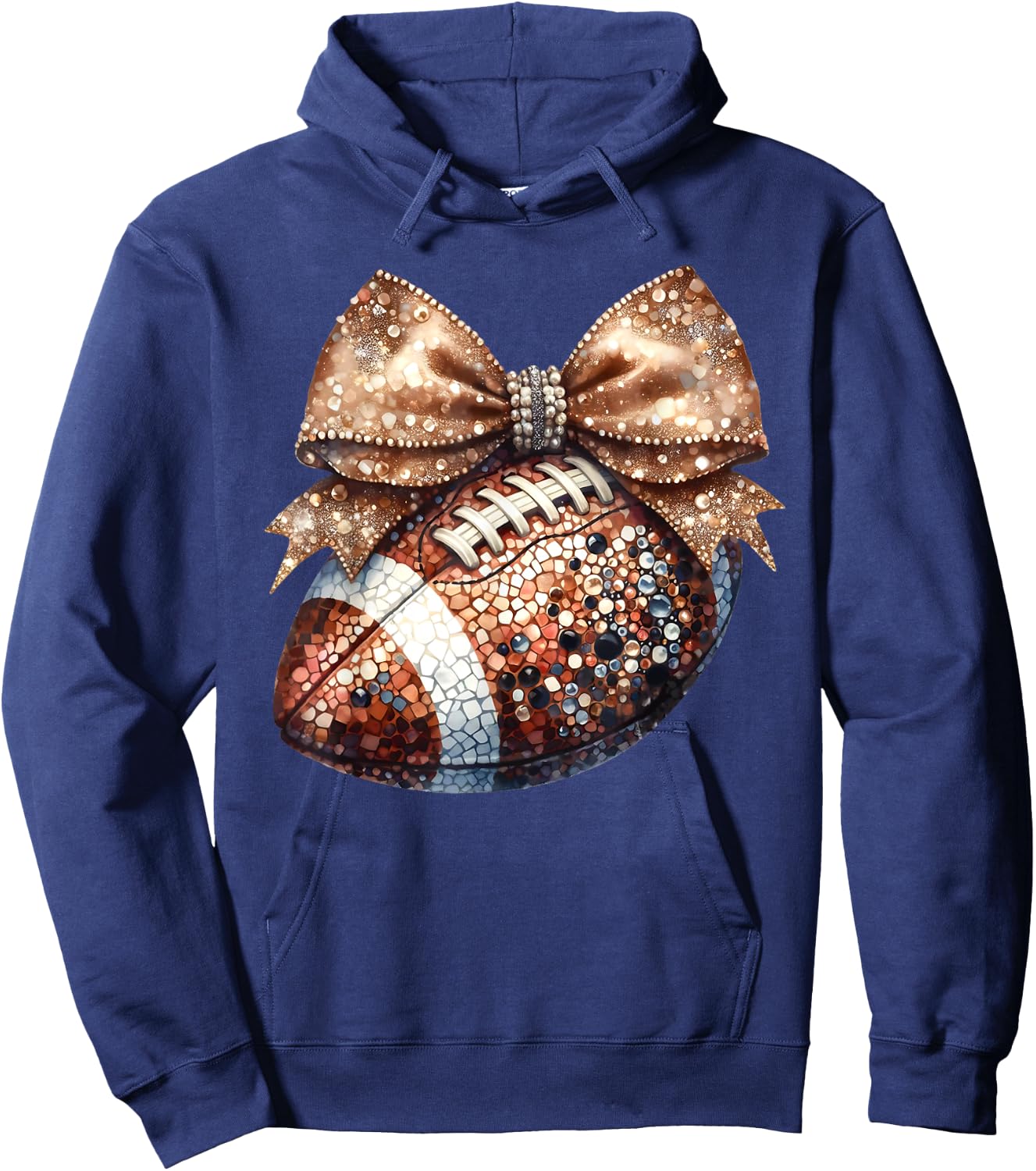 Coquette Bow American Football Game Day Thanksgiving Autumn Hoodie - Hoodie | Navy
