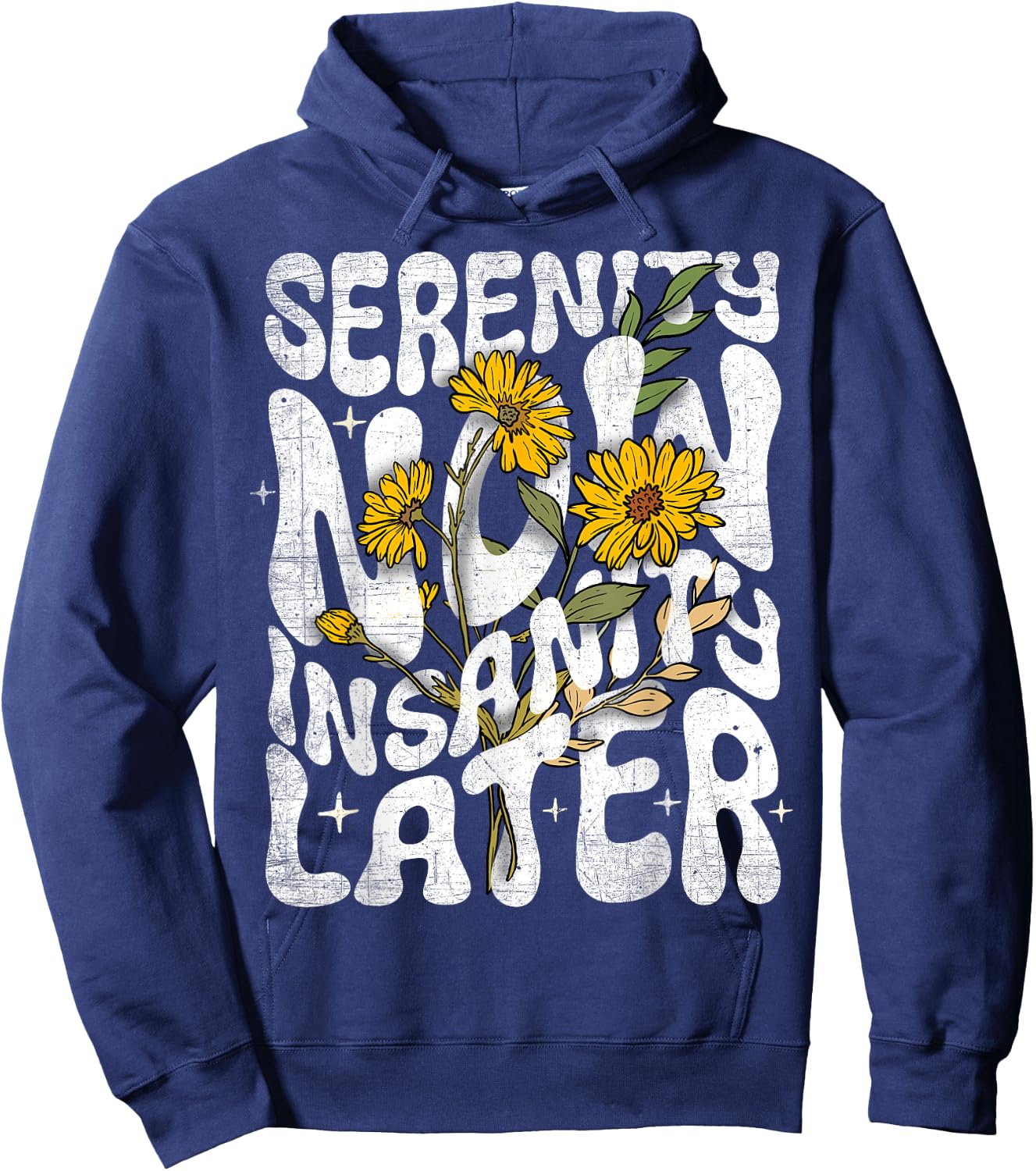Serenity Now Insanity Later Funny Saying Graphic Quote Hoodie - Hoodie | Navy