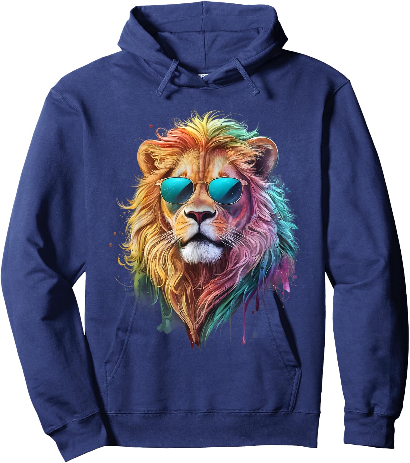 Lion Men Woman Colorful Watercolor Lion Hoodie - Hoodie | Navy