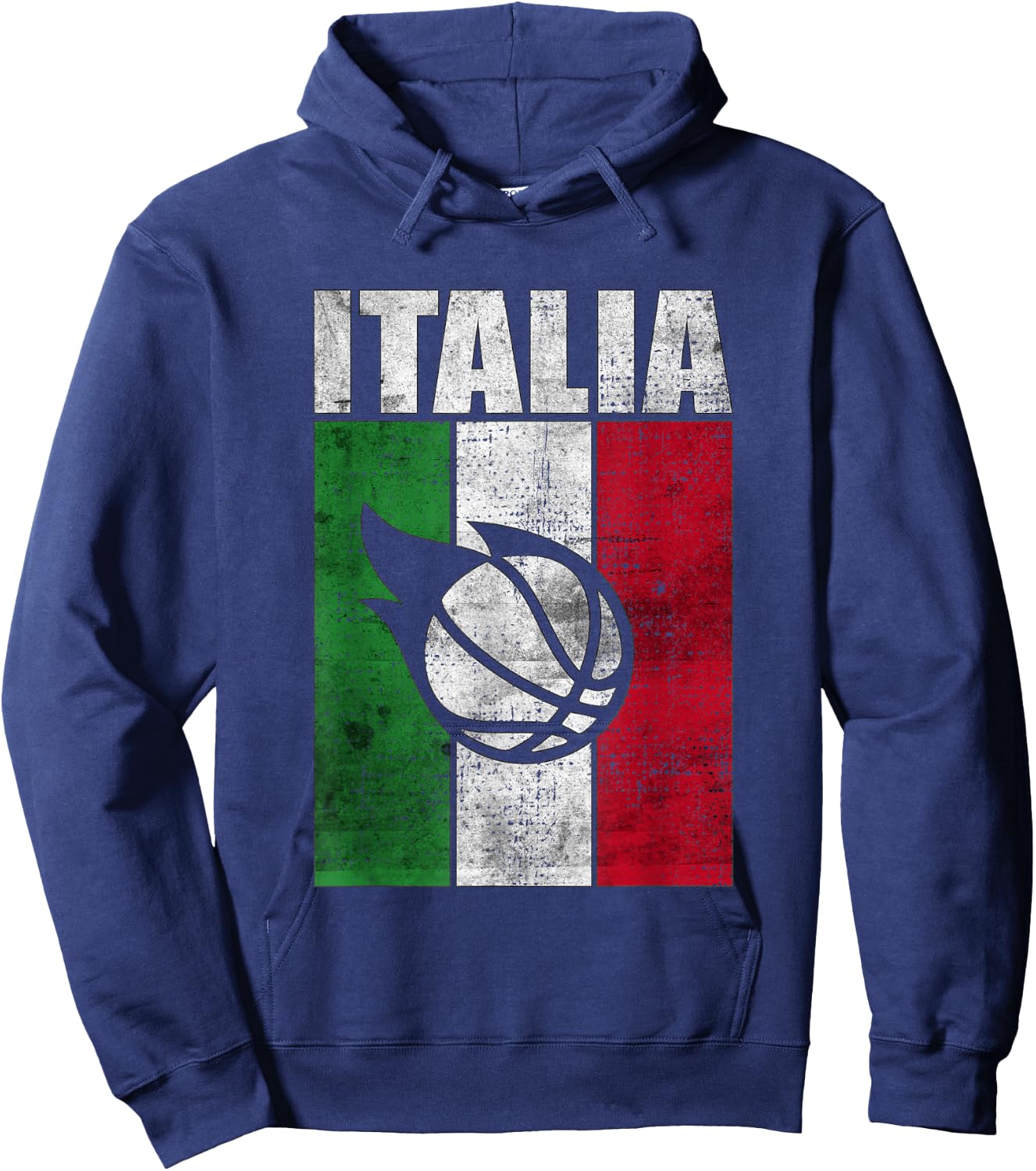 Italia Basketball Italy Flag Retro Vintage Grunge Art Hoodie - Hoodie | Navy