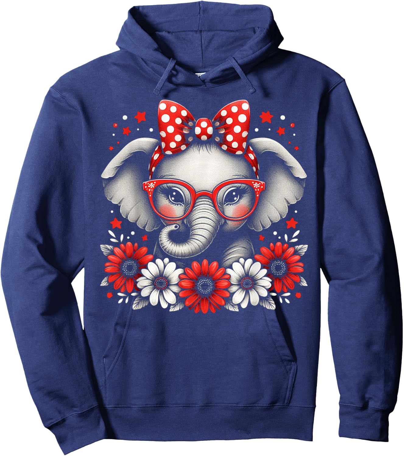 Elephant Nerd Glasses Headbands Clothes Gift Elephant Hoodie - Hoodie | Navy