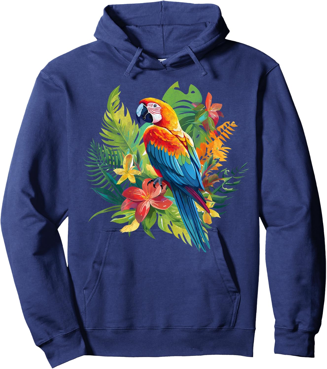Parrot In Tropical Summer Flower Women Cockatiel Bird Hoodie - Hoodie | Navy