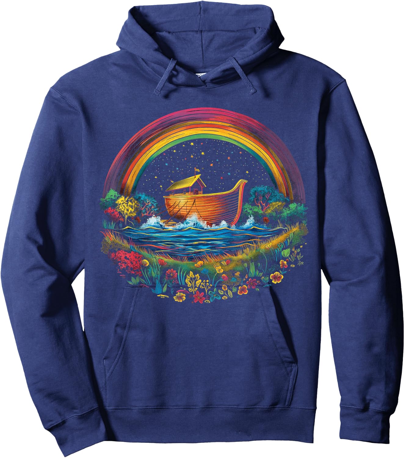 Noah's Ark Christian Rainbow Popart - Religious Catholic Hoodie - Hoodie | Navy
