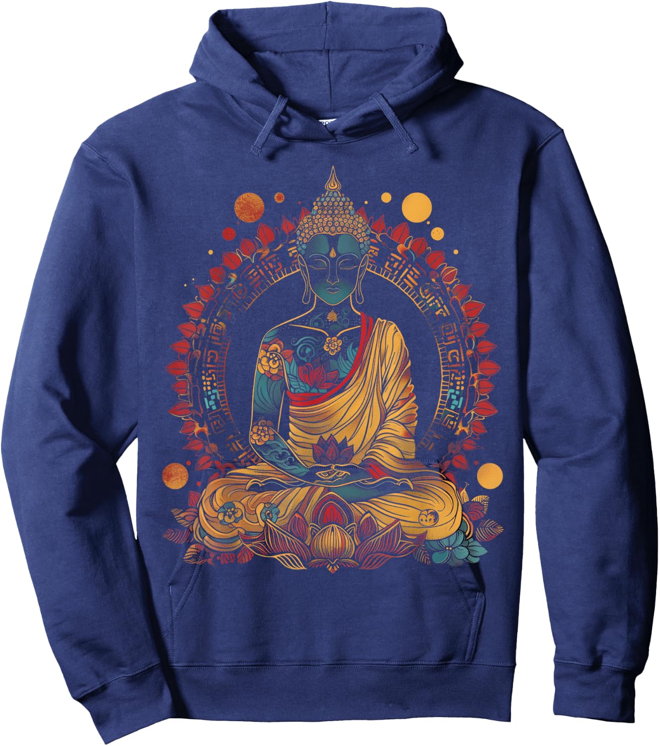 Buddha Vintage Flowers Zen Buddhist Buddhism Yoga Spiritual Hoodie - Hoodie | Navy