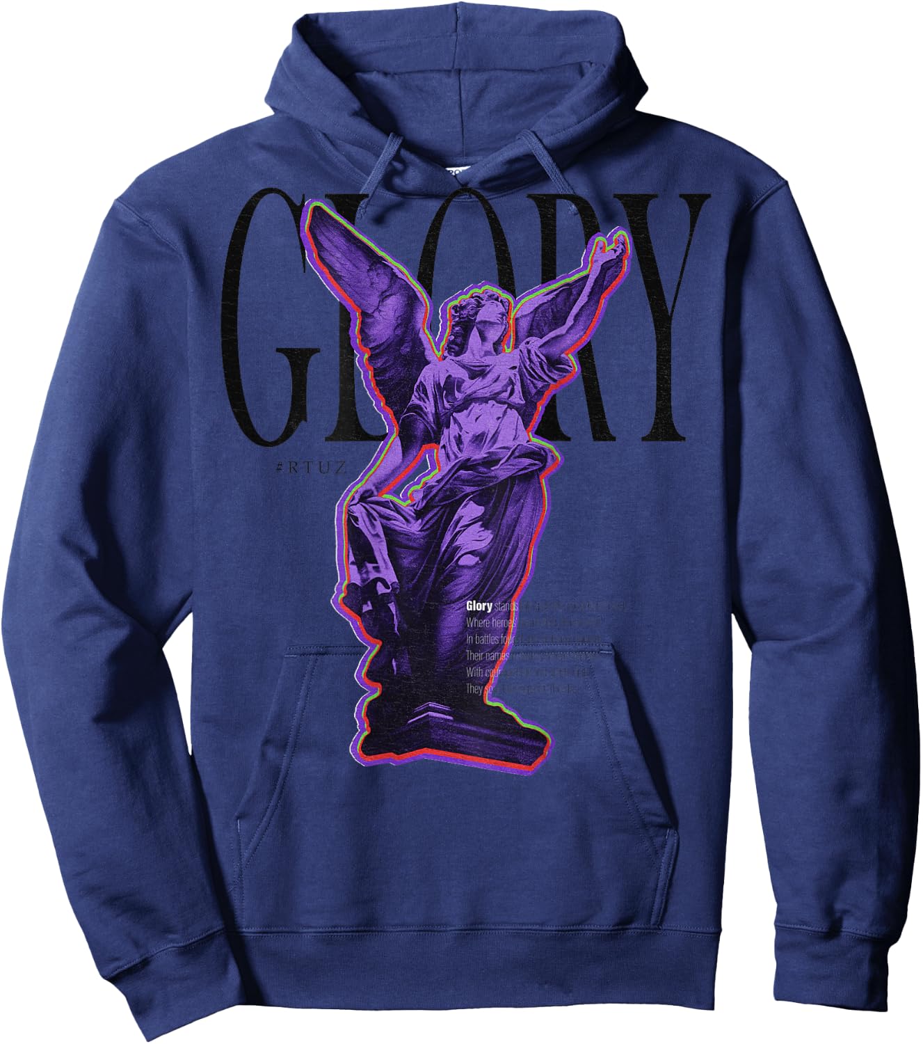 Back Print Y2K Aesthetic Streetwear Fashion Women Men Angel Hoodie - Hoodie | Navy
