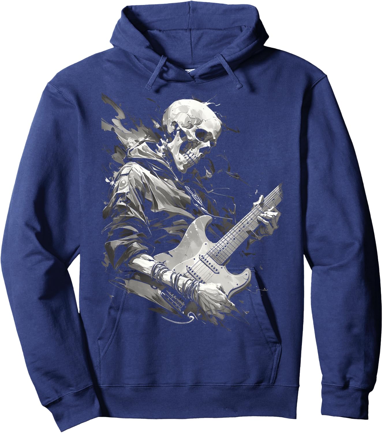 Skeleton playing guitar ,Rock Star Shredding Guitar Hoodie - Hoodie | Navy