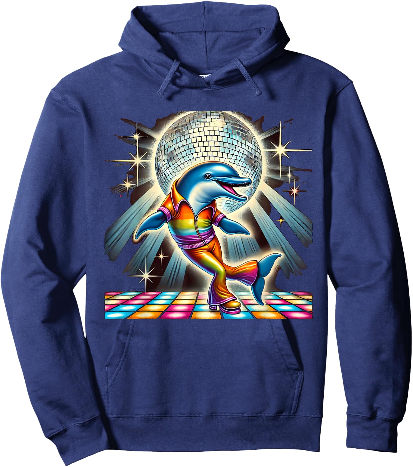 Aesthetic Dolphin Disco Hoodie - Hoodie | Navy