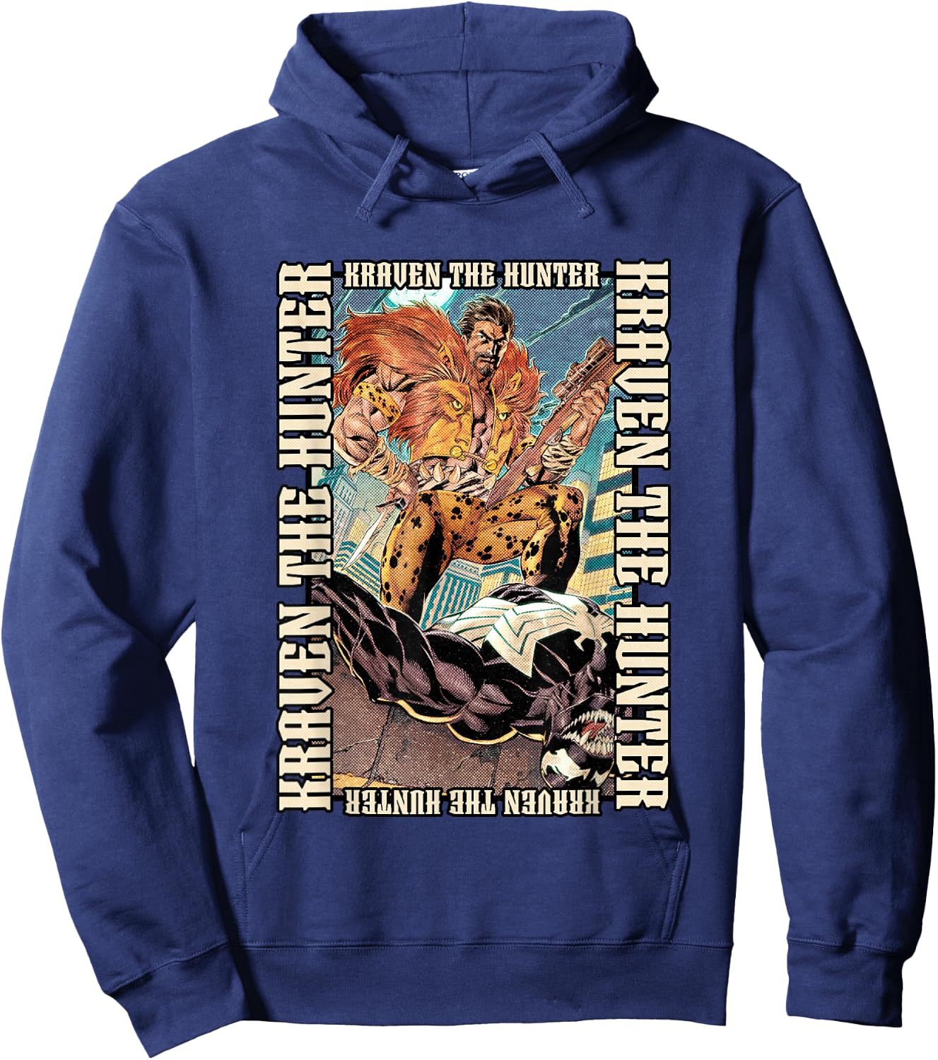 Marvel Universe Classic Kraven The Hunter Beating Venom Hoodie - Hoodie | Navy