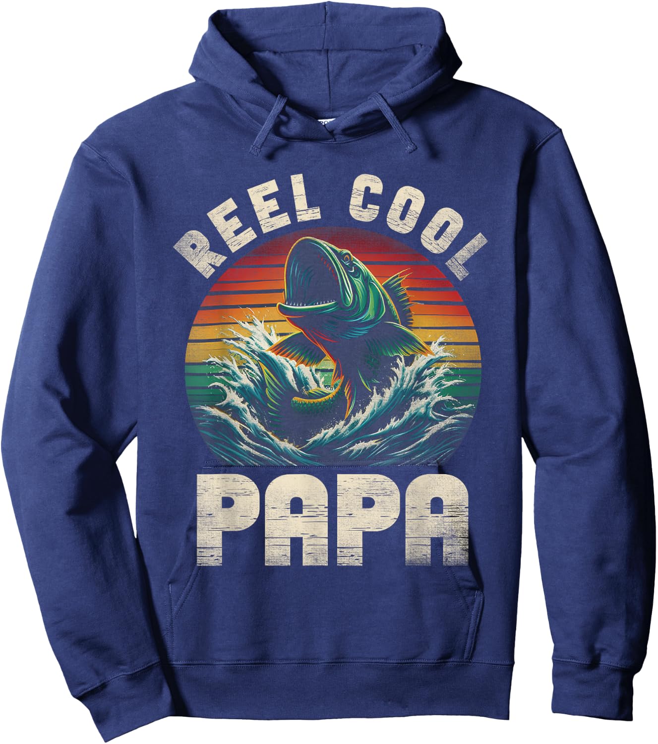 Reel Cool Papa Fishing Papa Father's Day Fisherman Fish Hoodie - Hoodie | Navy