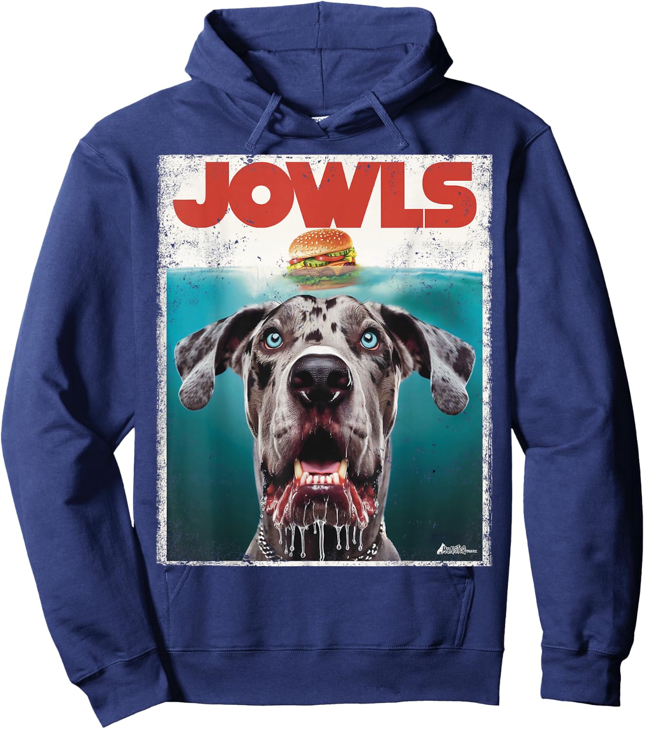 Merle Great Dane Jowls, Paws Top, Blue Eye Brown Dog Mom Dad Hoodie - Hoodie | Navy