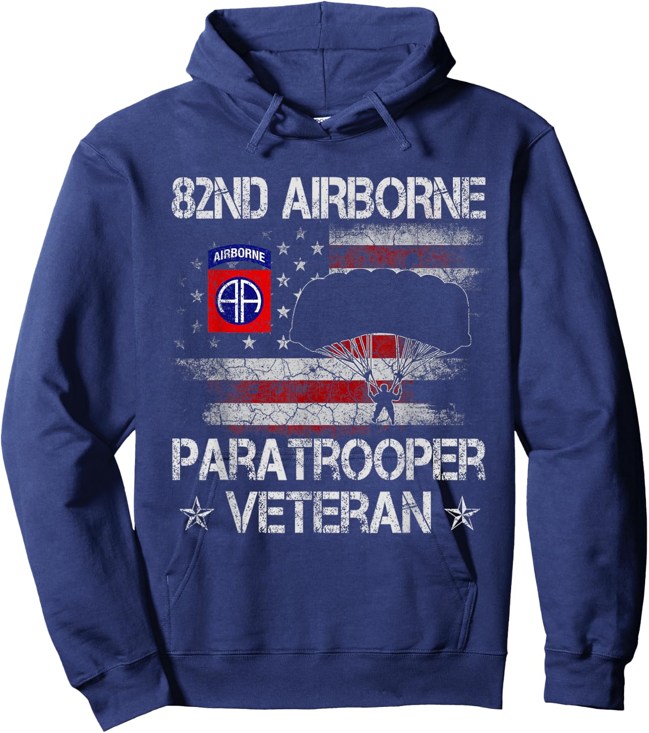 82nd Airborne Paratrooper Veteran Flag , Veterans Day Hoodie - Hoodie | Navy