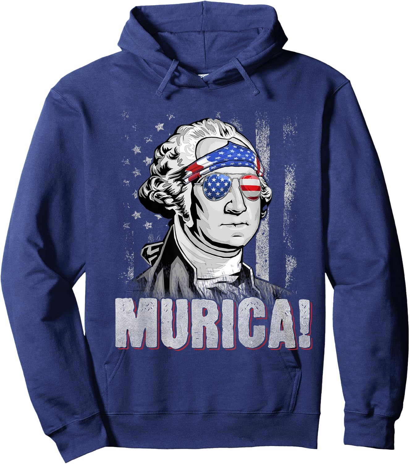 American Flag Murica Patriotic 4th of July George Washington Kids Men Hoodie - Hoodie | Navy