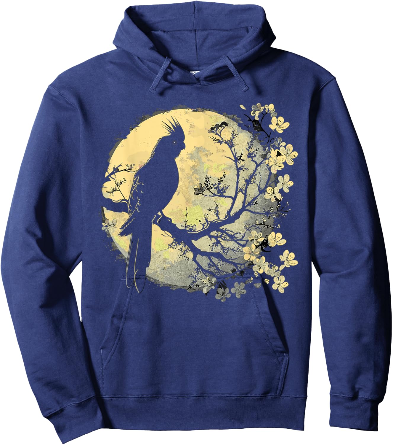 Cockatiel Parrot Lliebhaber Bird Moon and Flowers Hoodie - Hoodie | Navy