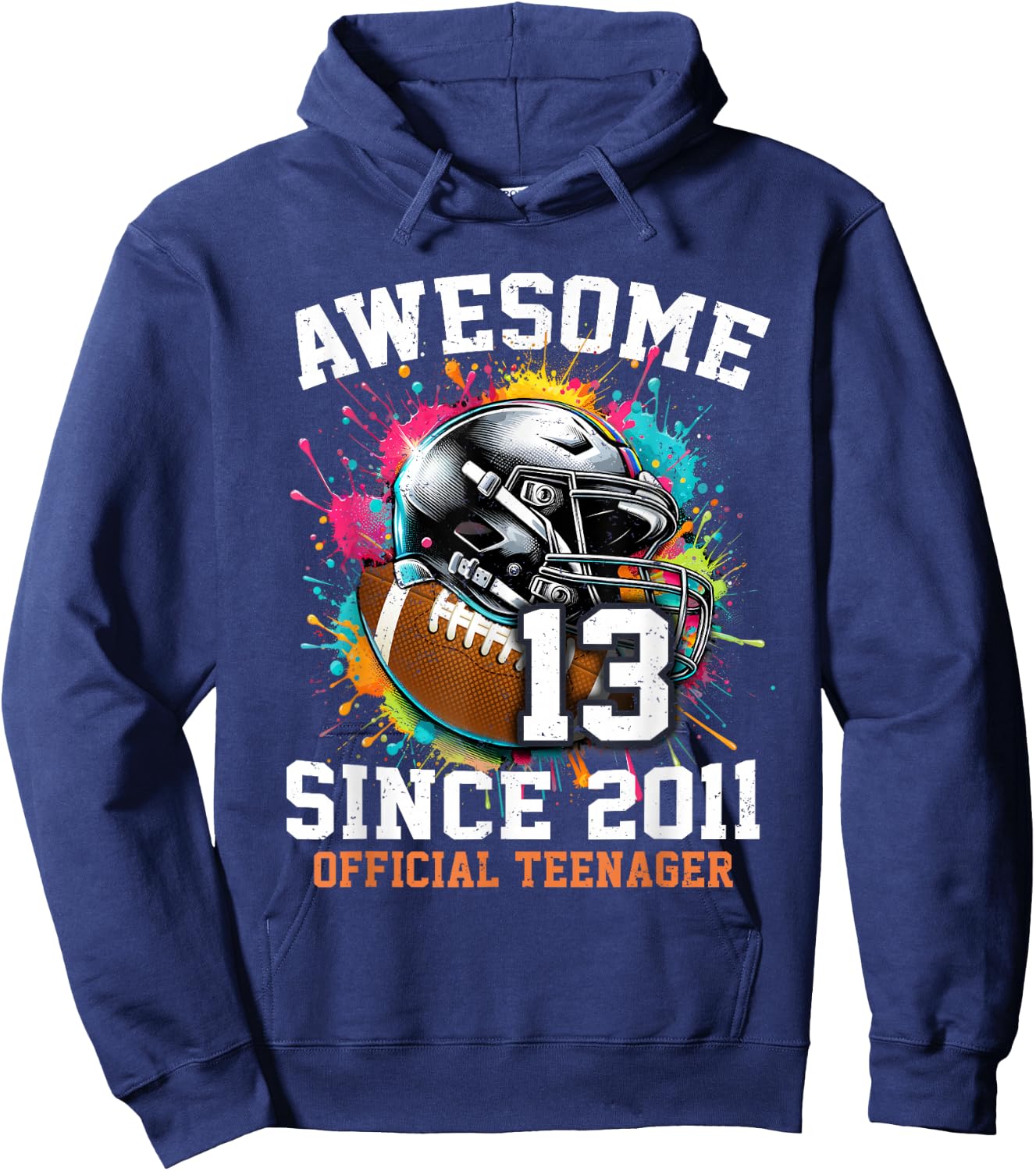 13 Years Old Birthday Football Official Teenager Hoodie - Hoodie | Navy