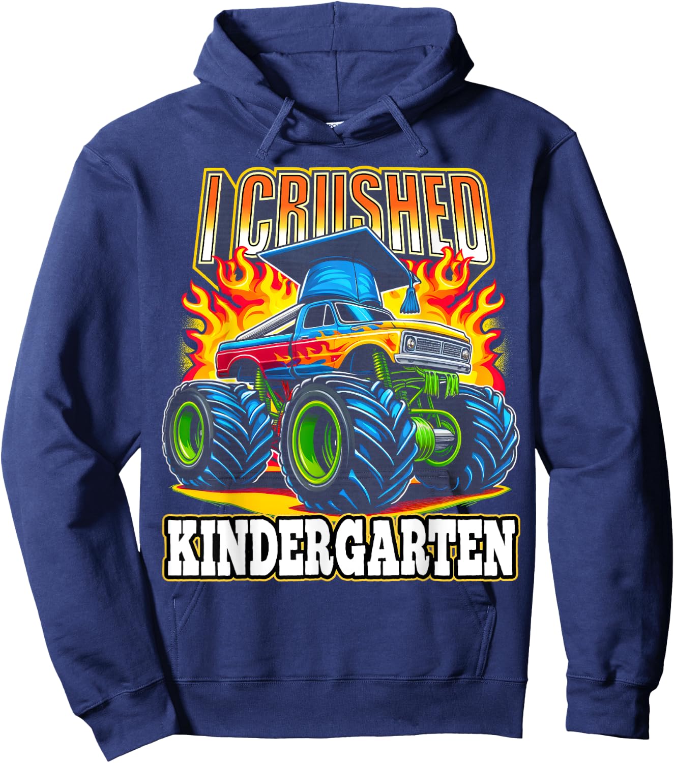 Graduation Kindergarten Monster Truck Boys I Crushed Grad Hoodie - Hoodie | Navy