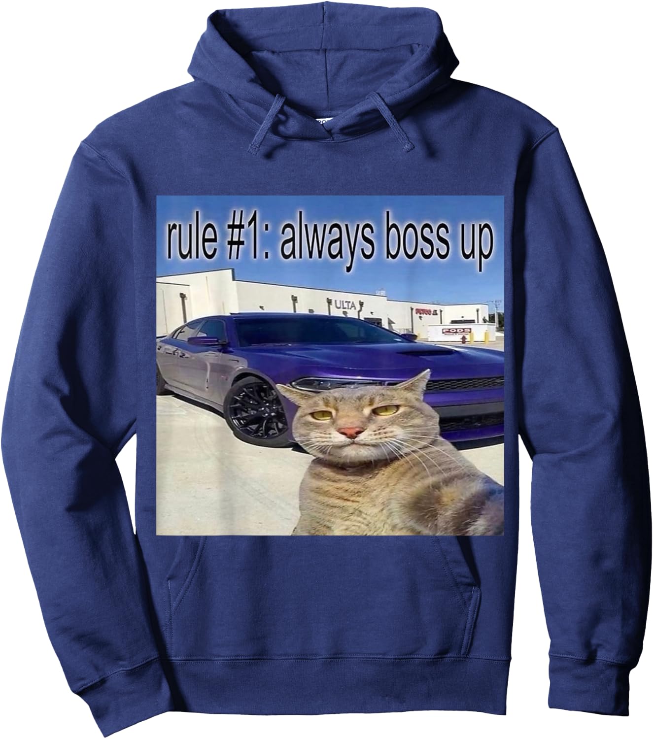 Funny Rule Number 1 Always Boss Up Meme Hoodie - Hoodie | Navy