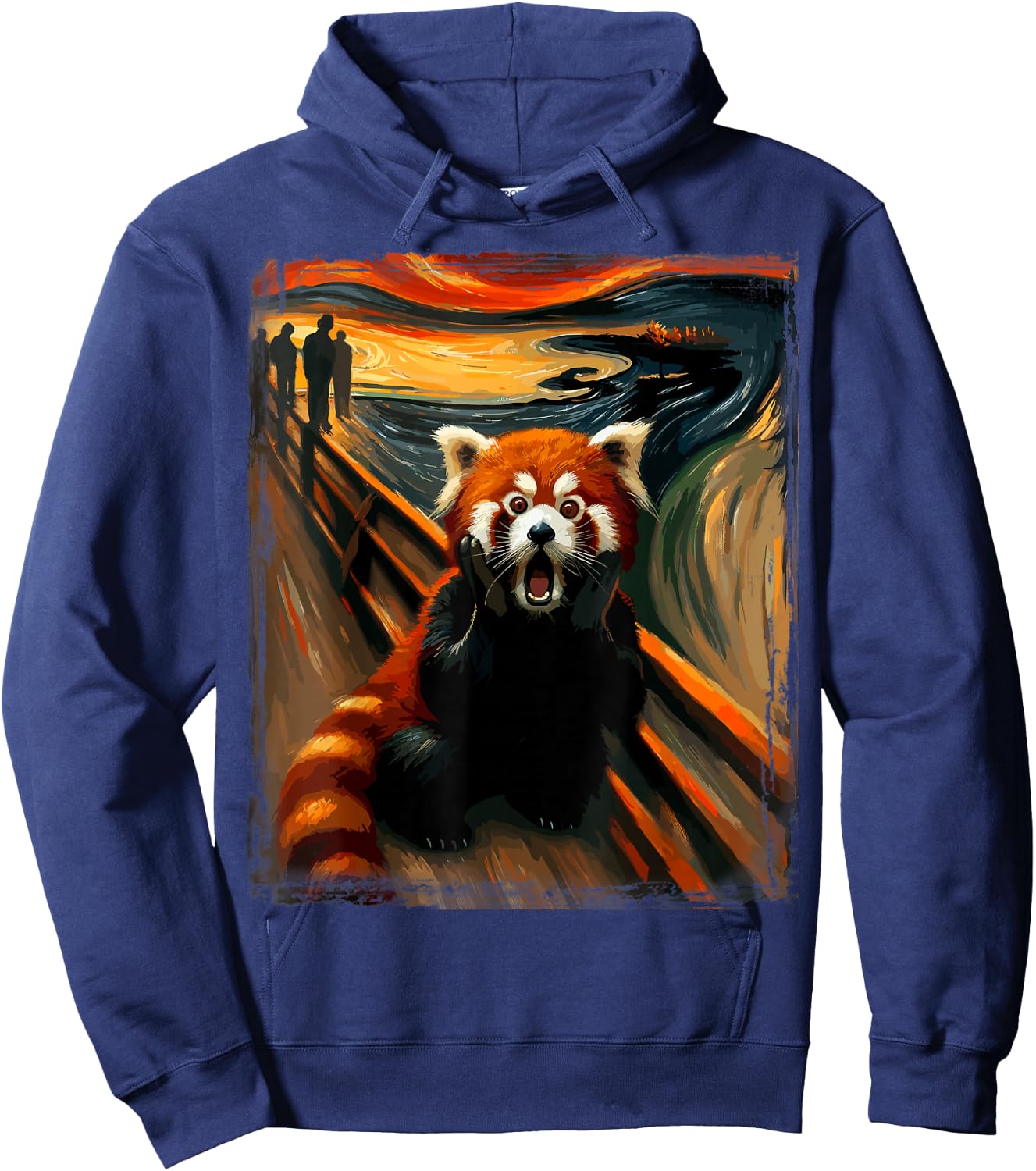 Scream Parody Funny Animal Painting Art Artistic Red Panda Hoodie - Hoodie | Navy