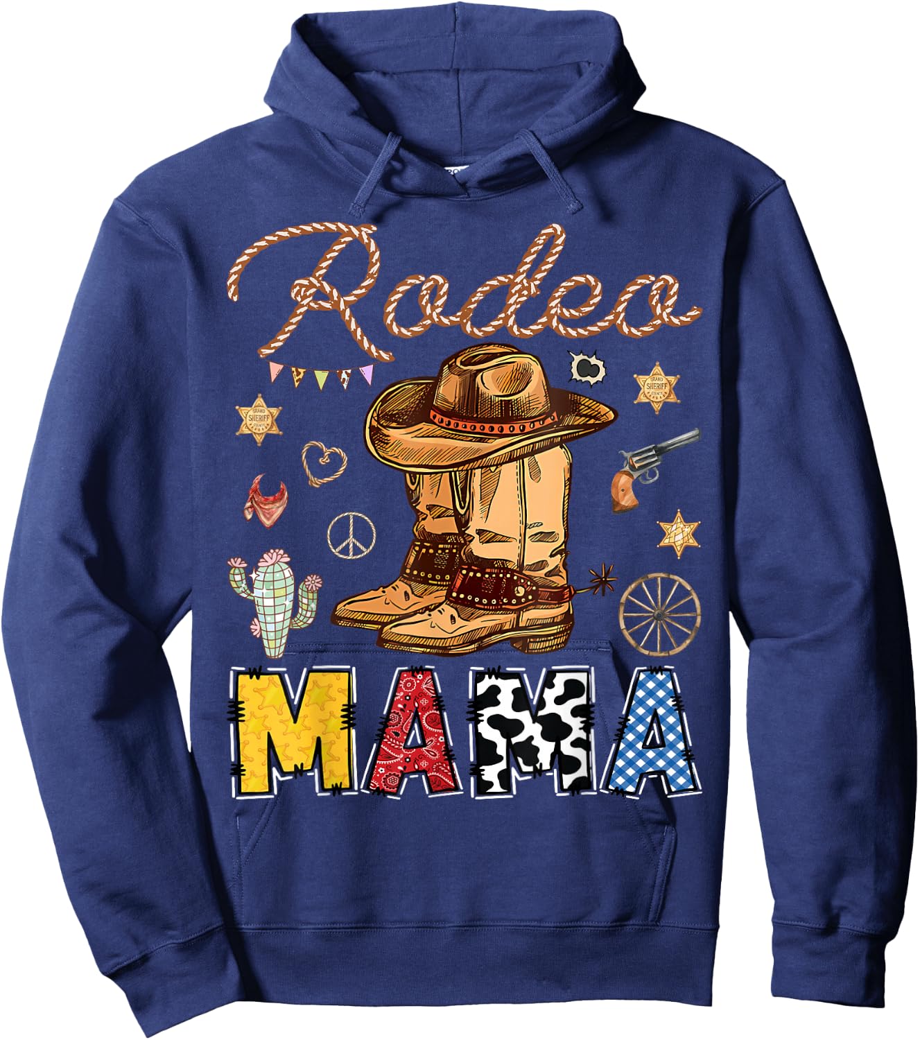 Rodeo Mama Western Birthday Cowboy Matching Family Hoodie - Hoodie | Navy