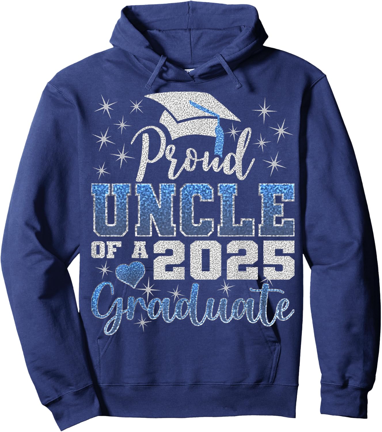 Super Proud Uncle of 2025 Graduate Awesome Family College Hoodie - Hoodie | Navy