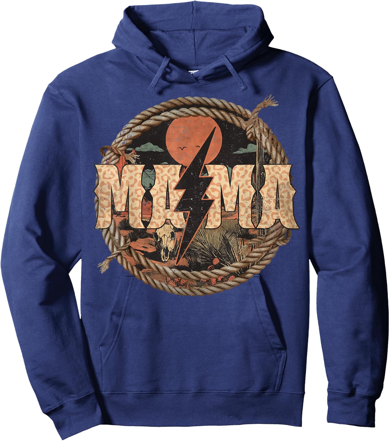 Mama western lightning bolt Mother's Day Hoodie - Hoodie | Navy