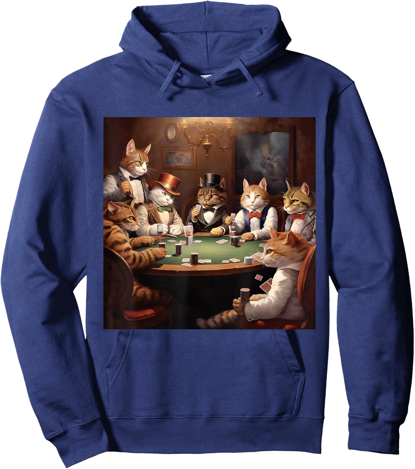 Poker Cat Lover Casino Gambling Cats Playing Poker Cards , Small, Black Hoodie - Hoodie | Navy