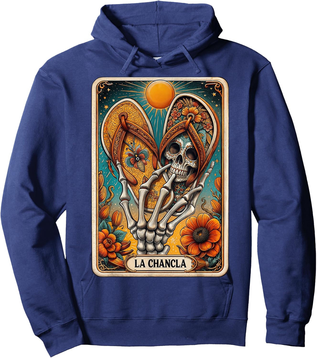 La Chancla Flip Flop Card Funny Mexican Mom Tarot Card Hoodie - Hoodie | Navy
