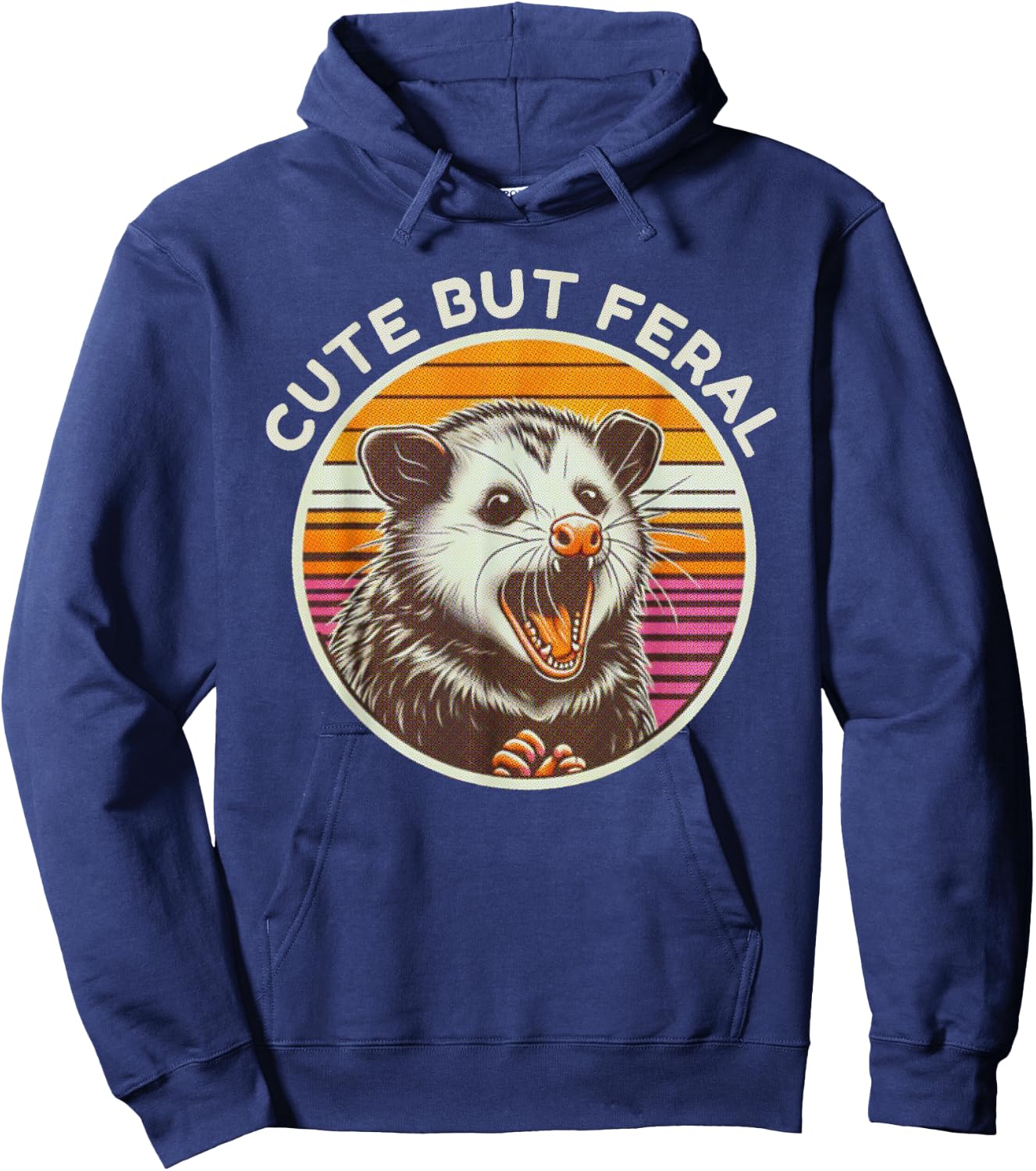 Retro Cute But Feral Opossum Funny Hoodie - Hoodie | Navy