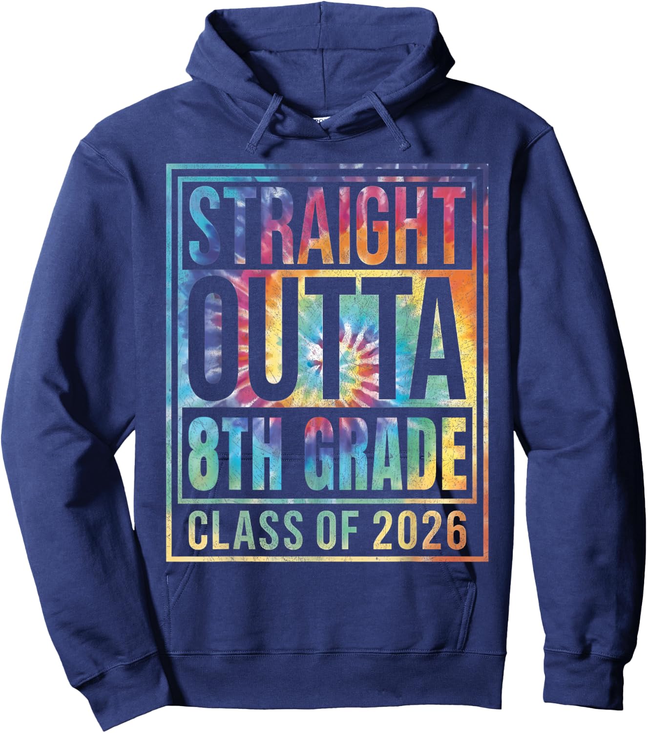 Straight Outta 8th Grade Graduation Class 2026 Eighth Grade Hoodie - Hoodie | Navy