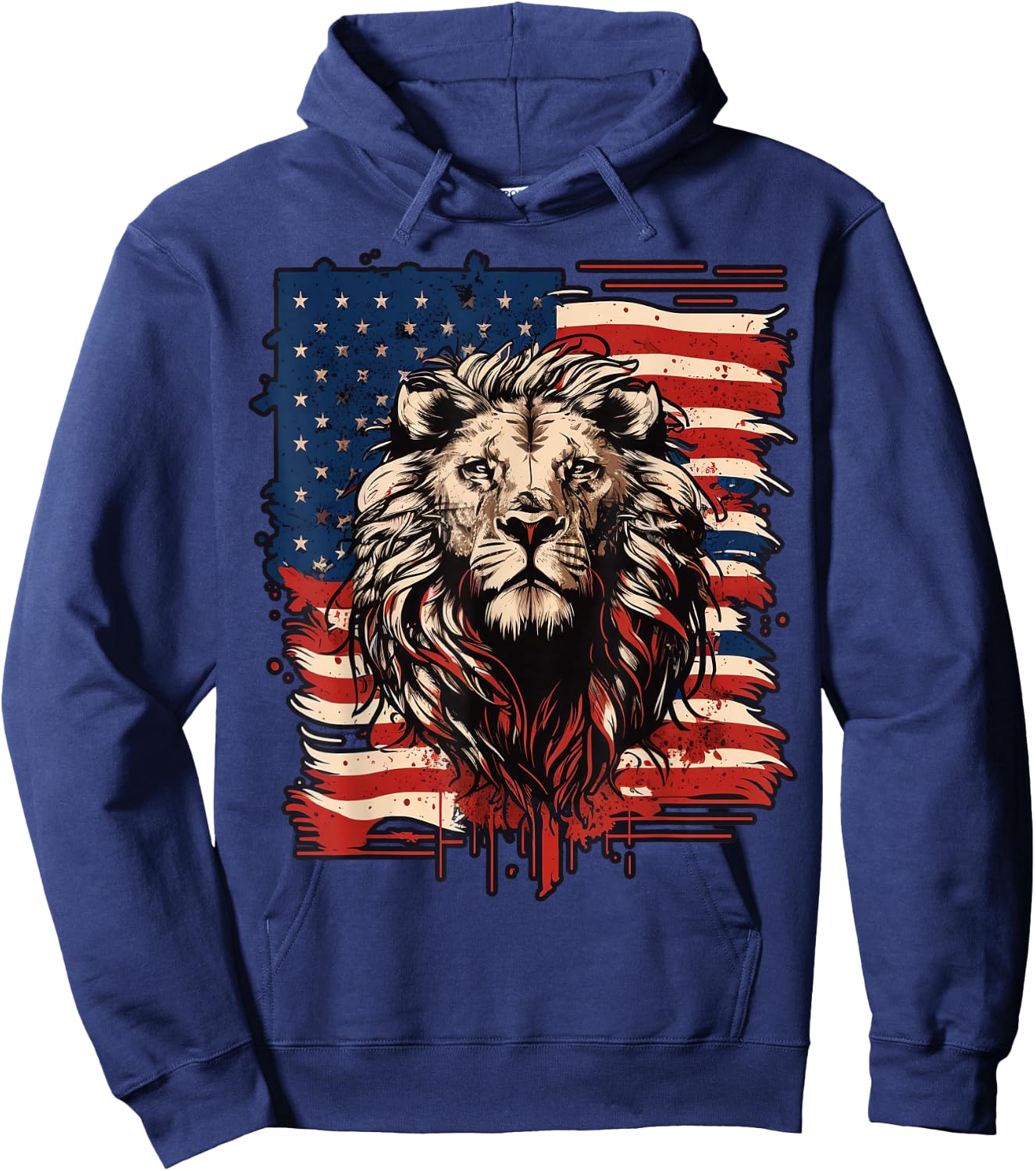 USA 4th Of July Lion on Patriotic American Lion Women Kids Men Hoodie - Hoodie | Navy