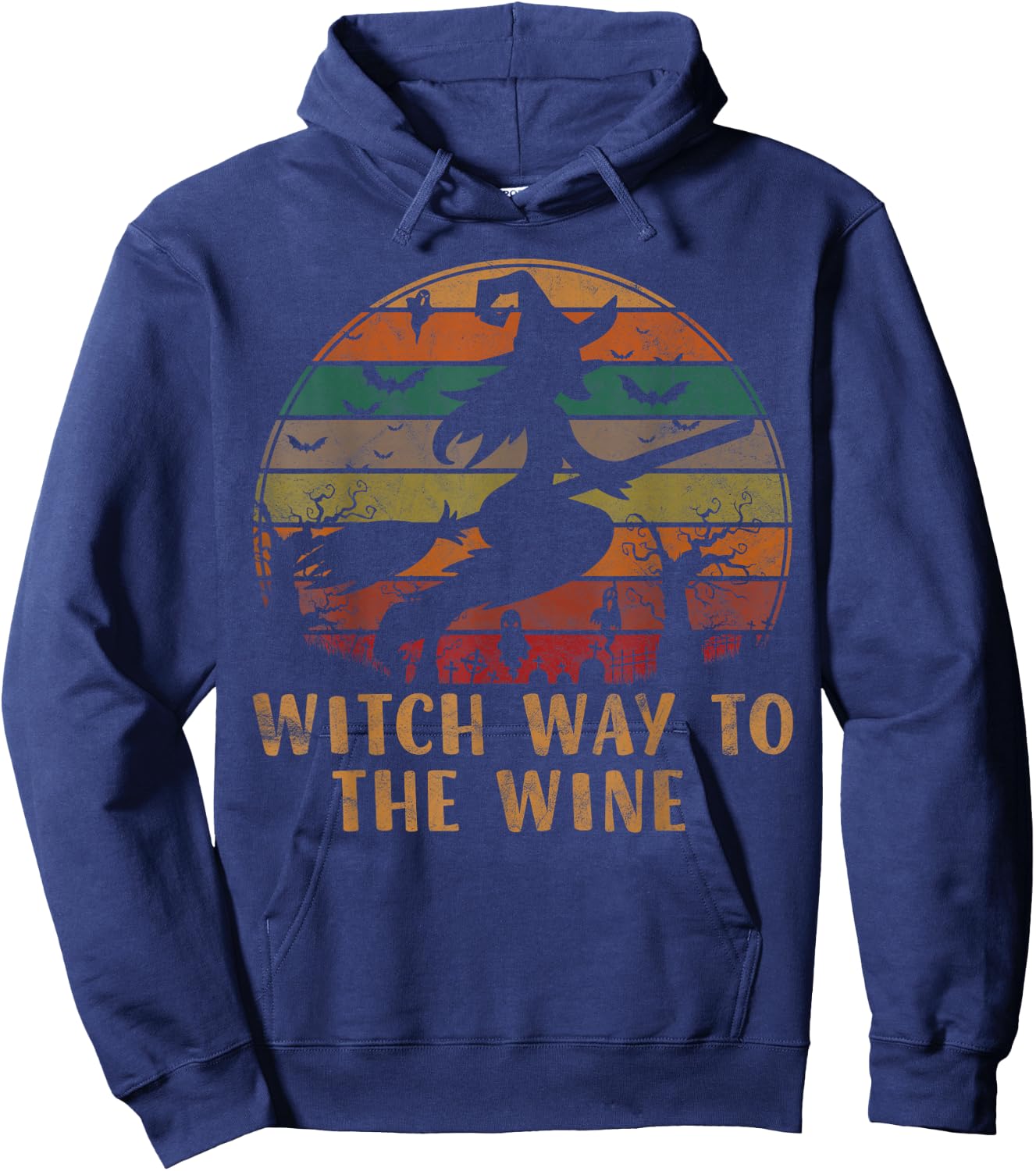 Witch Way To The Wine Apparel Funny Halloween Costume Gift Hoodie - Hoodie | Navy