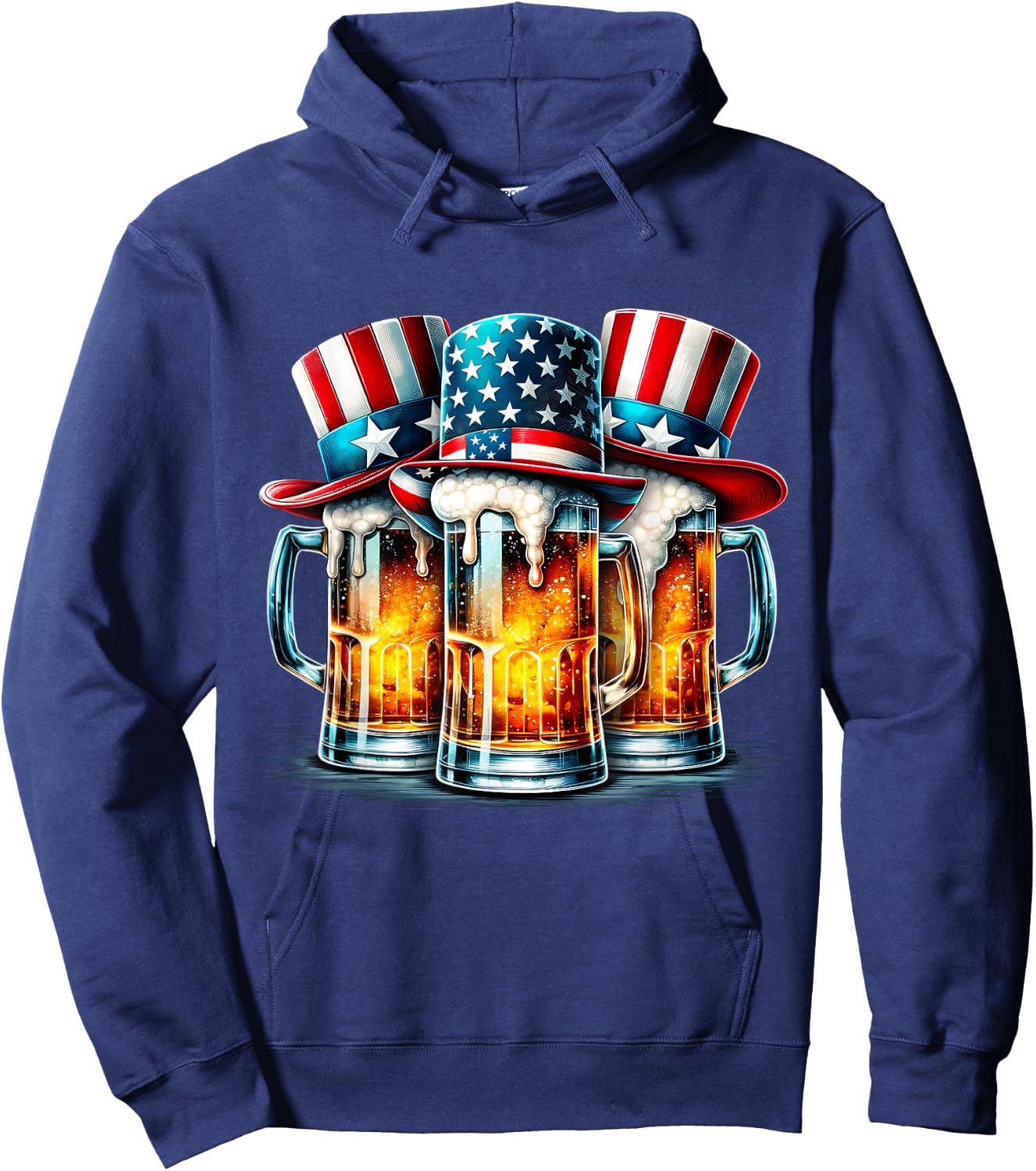 Beer American Flag Independence Day 4th of July Beer Lovers Women Men Hoodie - Hoodie | Navy