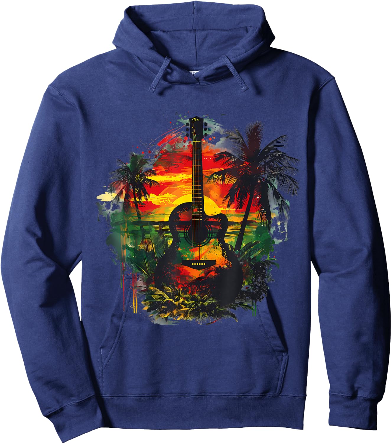 Rasta Reggae Guitar Jamaican Pride Rastafari Roots Hoodie - Hoodie | Navy