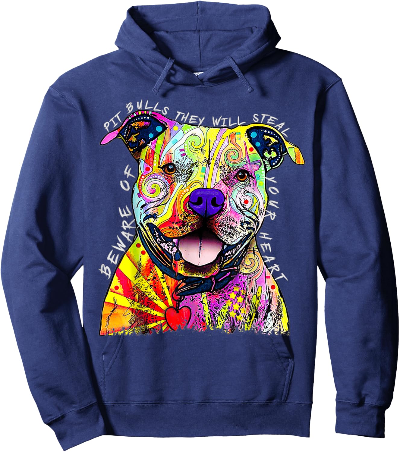 Funny Beware of Pit Bulls, Dean Russo Pitbull Original Hoodie - Hoodie | Navy