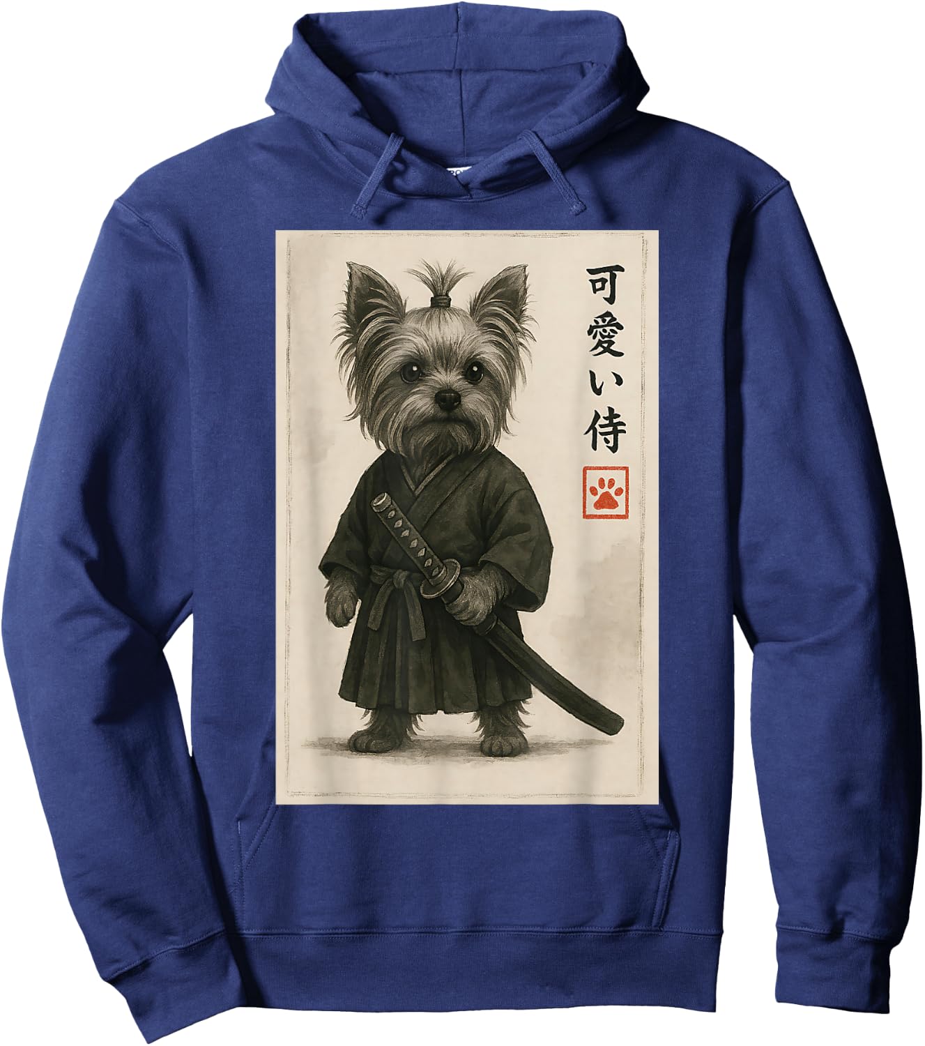 Yorkshire Terrier Samurai Ink Art Sumie Style Novelty Kawaii Hoodie - Hoodie | Navy
