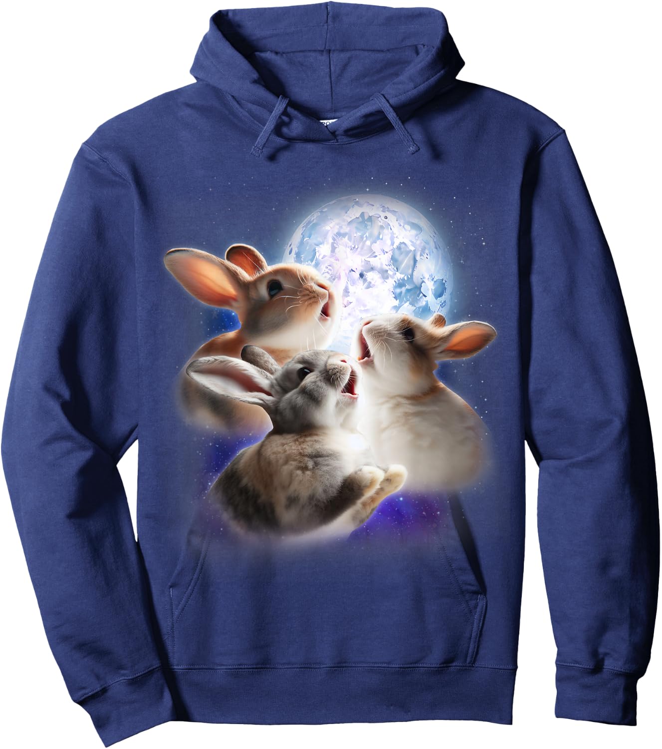 3 Bunnies Howling At The Moon Funny Rabbit Bunny Lover Kids Hoodie - Hoodie | Navy