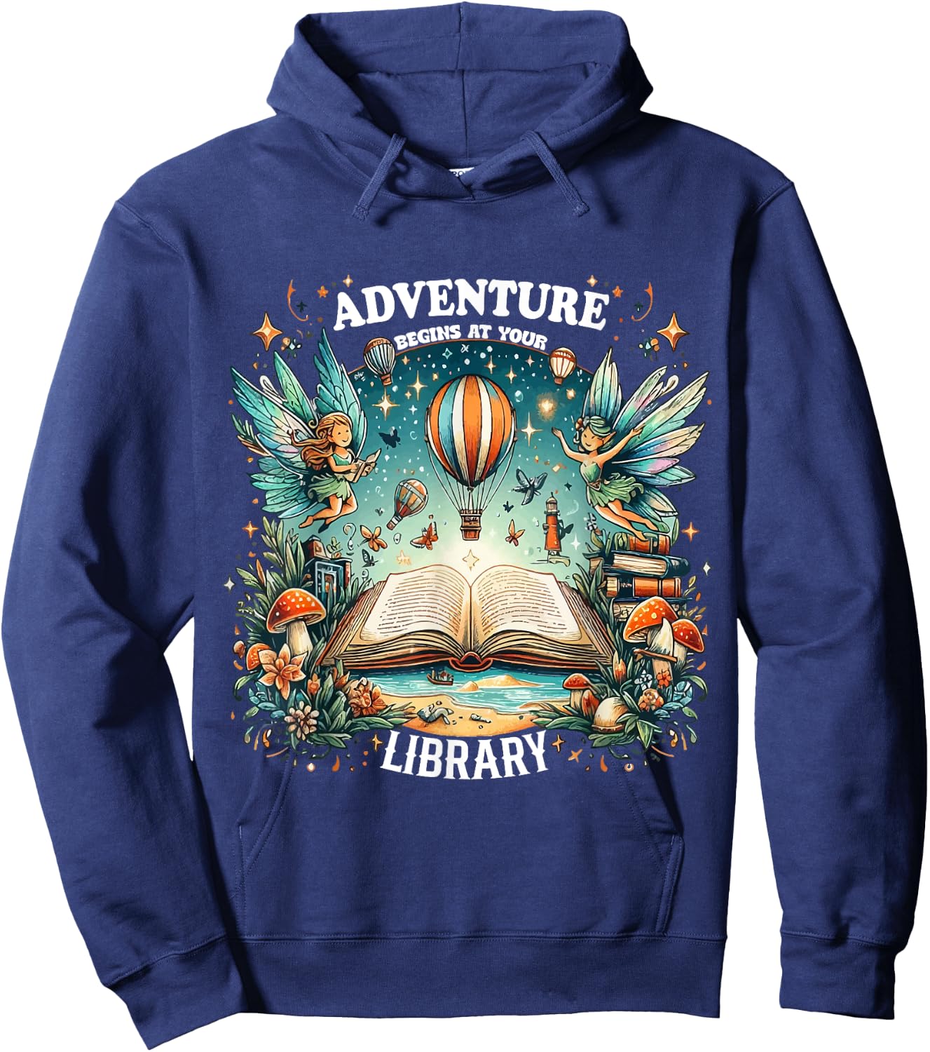 Adventure Begins at Your Library Summer fairies Reading 2024 Men Women Hoodie - Hoodie | Navy