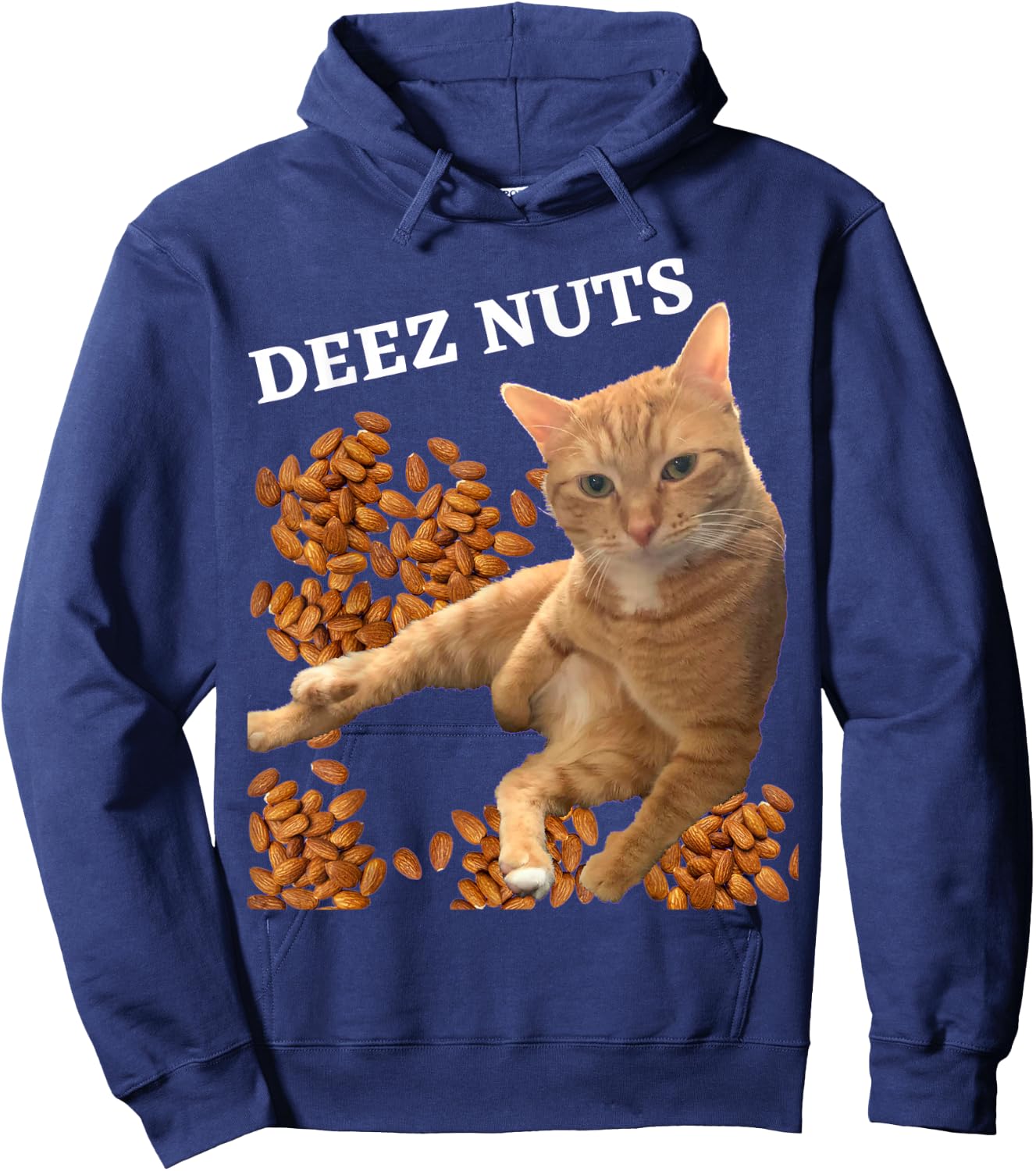 Funny Cat Deez Nuts Joke Hoodie - Hoodie | Navy