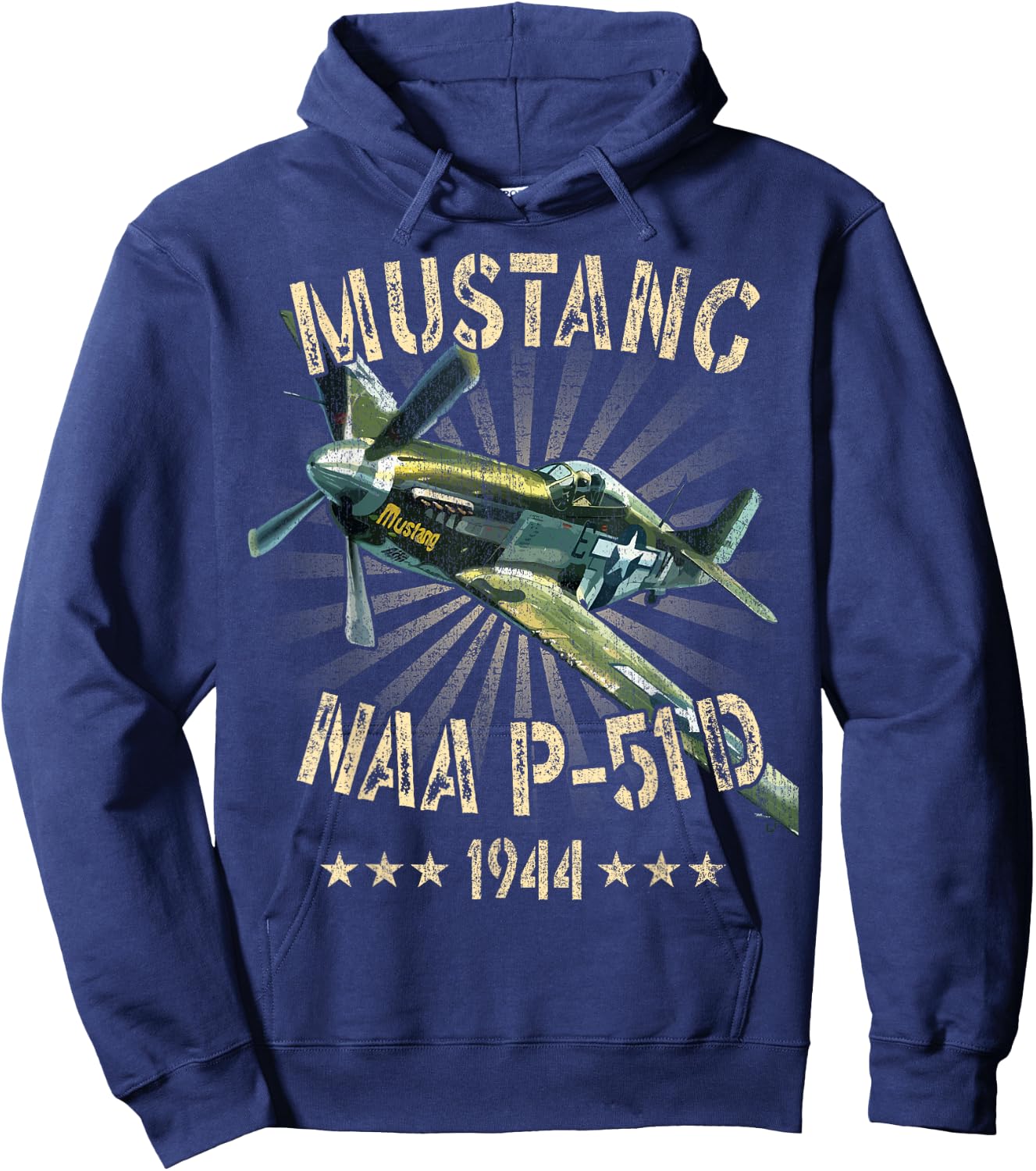 P-51D Mustang Vintage North American P-51D Fighter Warbirds Hoodie - Hoodie | Navy