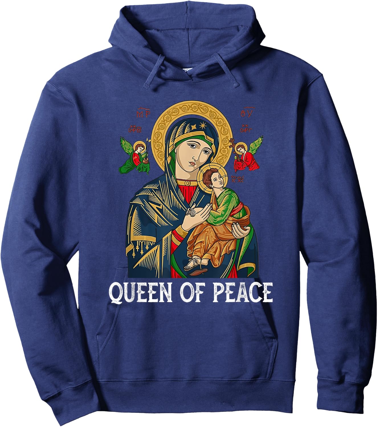 Our Lady of Perpetual Help Blessed Mother Mary Catholic Hoodie - Hoodie | Navy