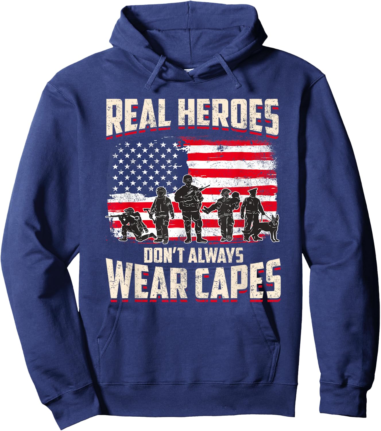 Patriotic First Responders Heroes Shirt Hoodie - Hoodie | Navy