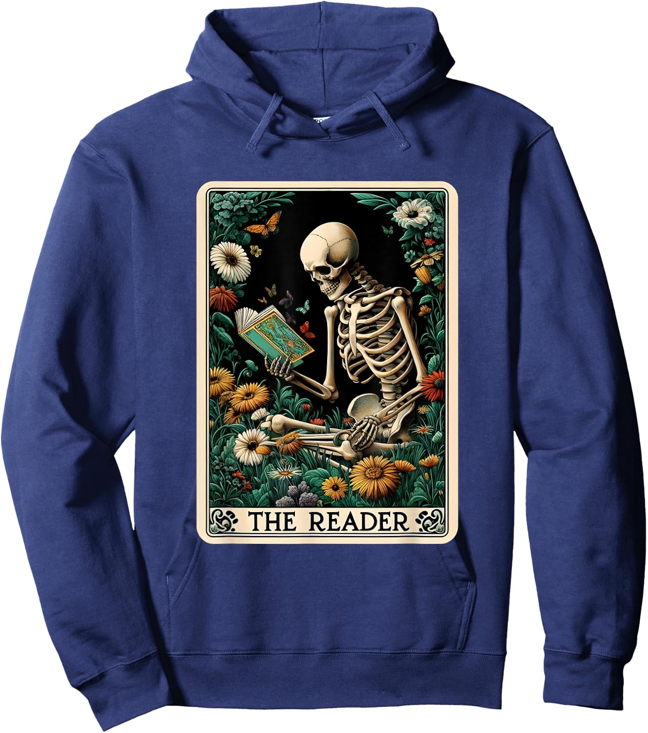 The Reader Skeleton Book Lover Tarot Card Reading Readers Hoodie - Hoodie | Navy