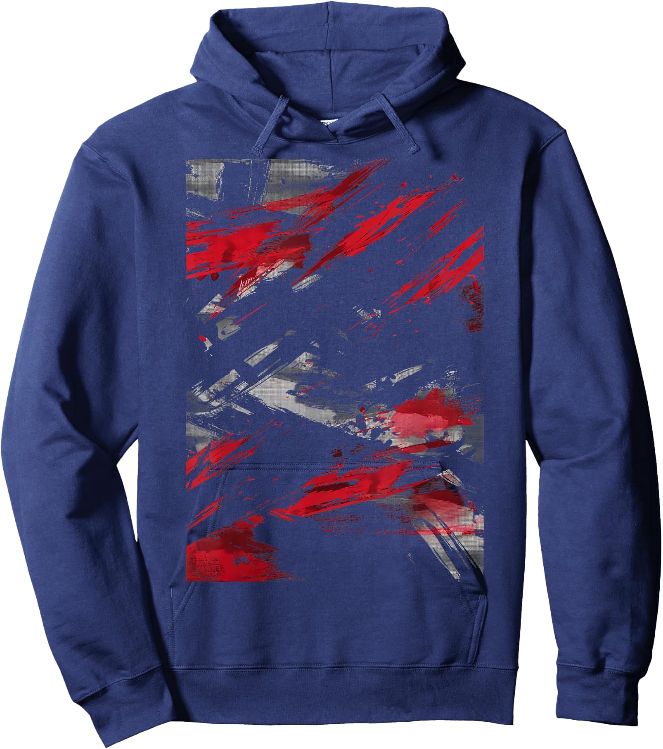 Red and Black Dynamic Splatter Graphic Hoodie - Hoodie | Navy